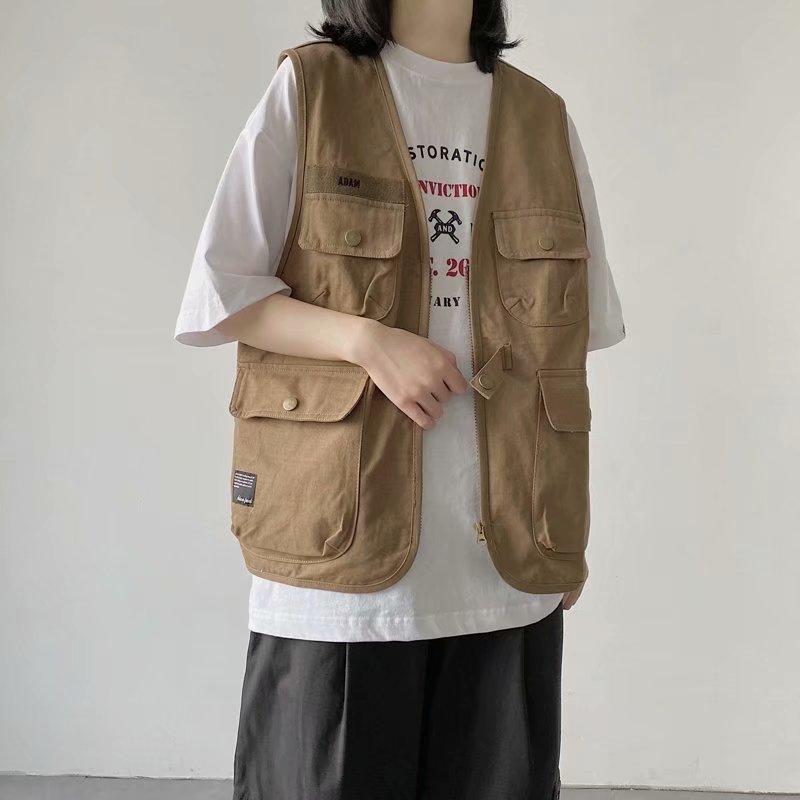 Japanese Sle Loose Casual Denim Vest Women Summer Thin Versatile Loose Outerwear Workwear Vest V-Ne Multi-ket Design