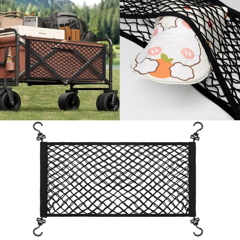 Elastic Cargo Net Folding Wagon Cart Folding Cargo Net Beach Cart Wagon Cart Heavy Duty Tie Rod Tool Camping Accessory