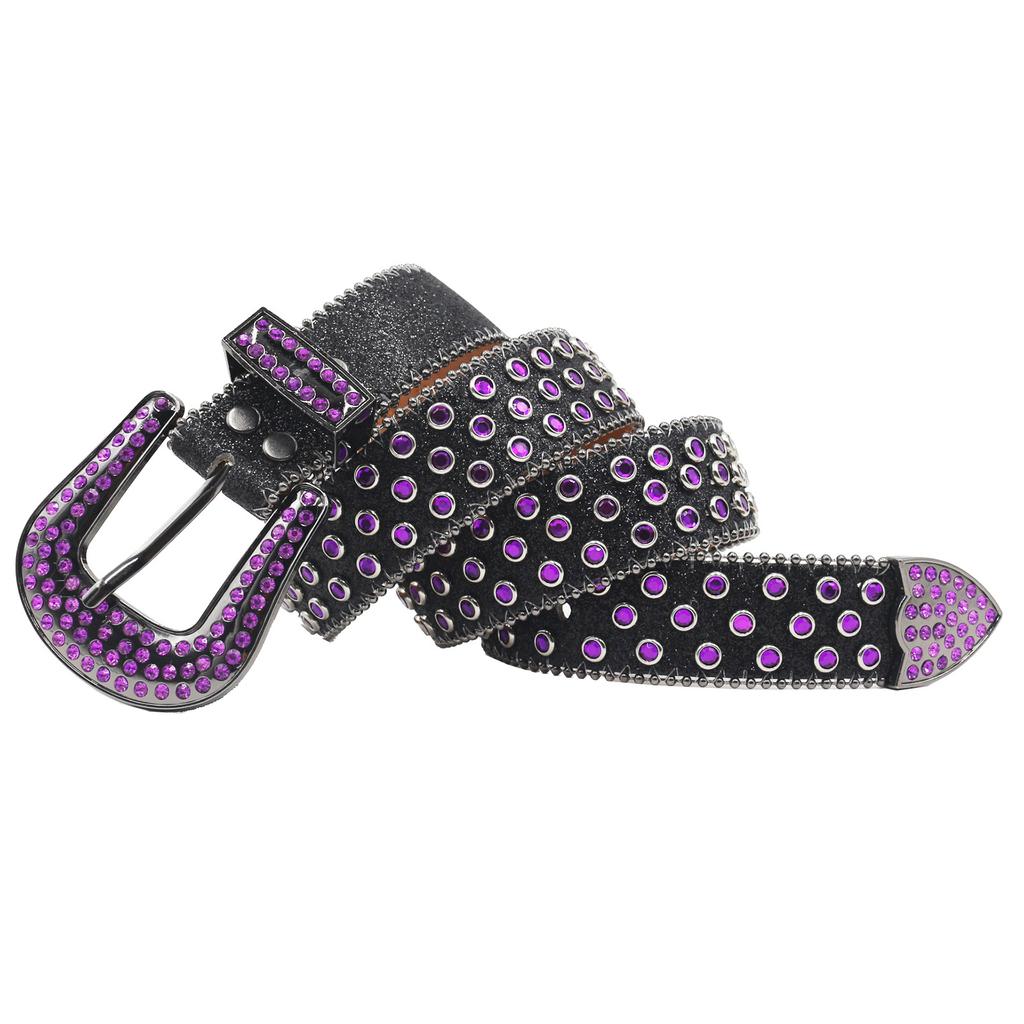 Punk European and American Diamond Inlaid Belt High-end Pin Buckle Full Diamond Sequin Hip-hop Decoration Nightclub Belt Women