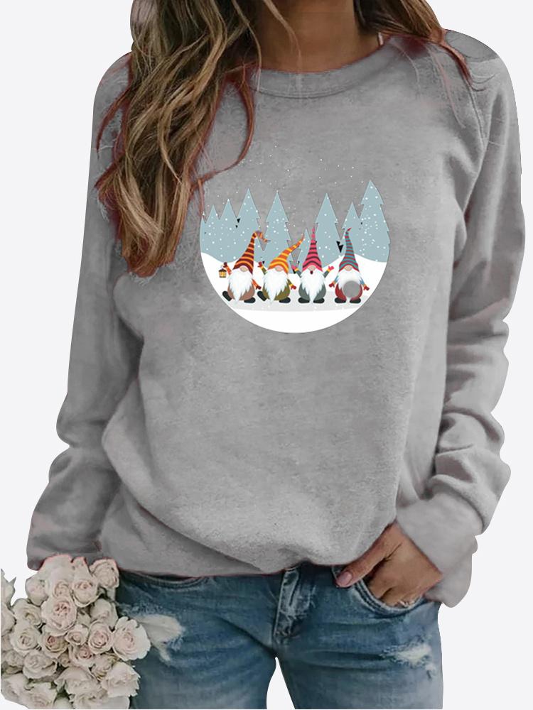 Podzimní Nový Svetr Dámský Potištěný Top Tričko Dámské Kulatý Výstřih Dlouhý Rukáv Ležérní Mikina Plus Size Halenka