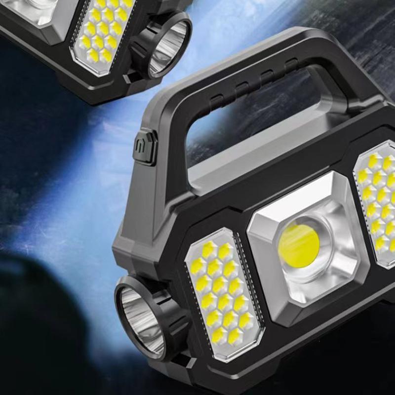 Multifunctional Solar Work Light Searchlight Solar Rechargeable Flashlight Outdoor Six-Gear Mode Night Light  With Power Display