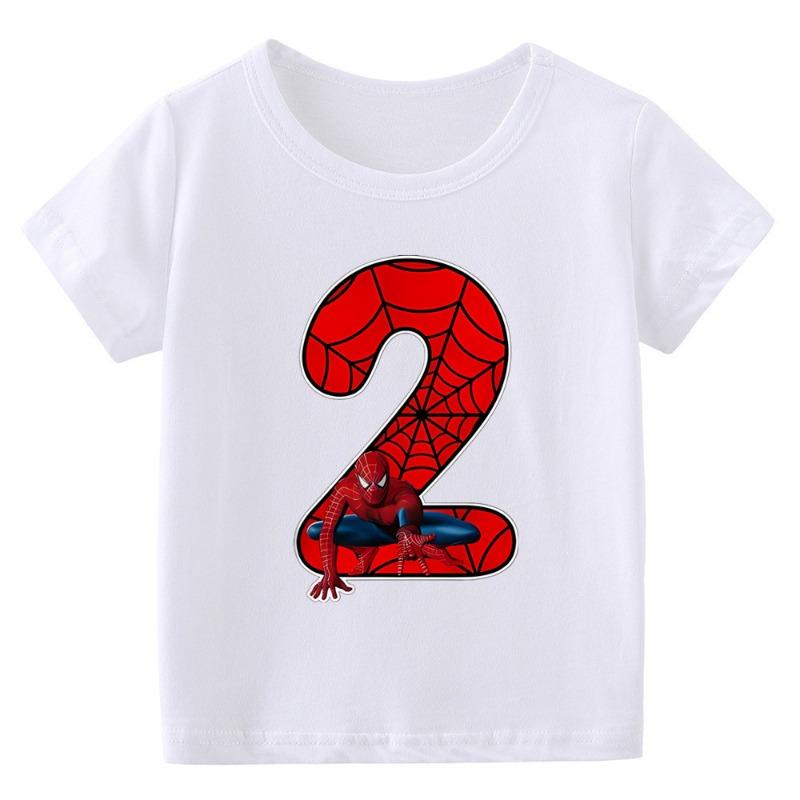 Summer New Children's 1-9 Years Old Birthday Number Cartoon Print T-Shirt Parent-Child Short Sleeve Boys and Girls