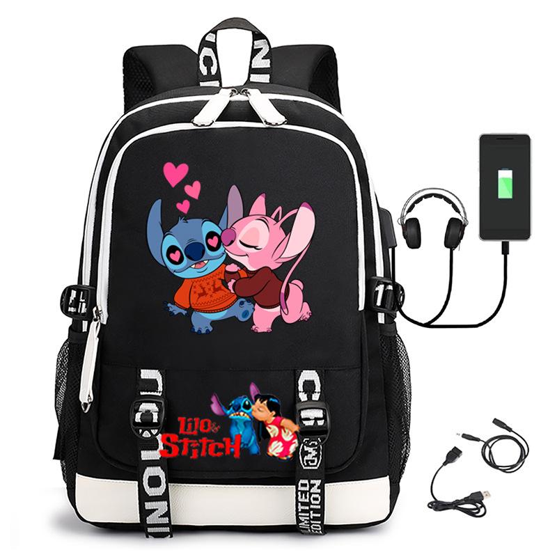 Large Capacity Backpack Printed Student USB School Bag