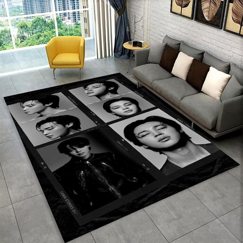 Kpop B-BTS JIMIN Star Carpet Rug for Playroom Bedroom Living Room Sofa Home Decor,kid Area Rug Non-slip Floor Mat Gift