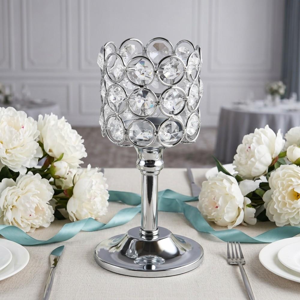 8.27x3.15in Crystal Metal Candle Holder Fireplace Home Candle Stand Household Desktop Setup