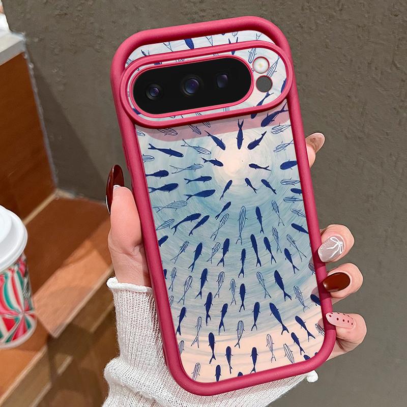 

Матовий м який чохол з принтом морського кита для Google Pixel 9 Pro XL 8 Pro 7A, протиударний TPU, захист об єктива, чохол для телефону Google Pixel 7 Pro сірий/вина червоного кольору