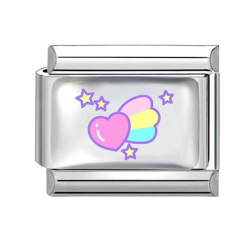 Sweet DIY Making Pink Y2K Italian Charm Bracelet Flowers Lips Bow Heart Eyes Music Bead Fit 9mm Stainless Steel Fashion Jewelry
