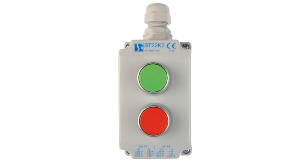 Kaseta Sterownicza 2-Otworowa Z Przyciskami Zielony/Czerwony Ip65 St22K2\01-1