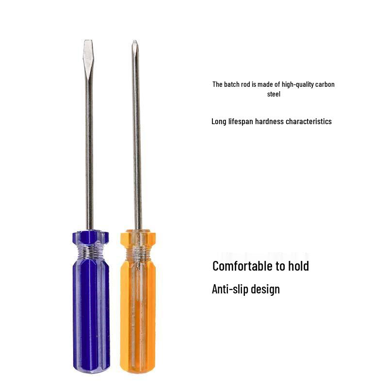 3mm Extended Phillips & Flathead Carbon Steel Screwdriver with Color Strip Handle - Super Hard Industrial Grade Household Tool