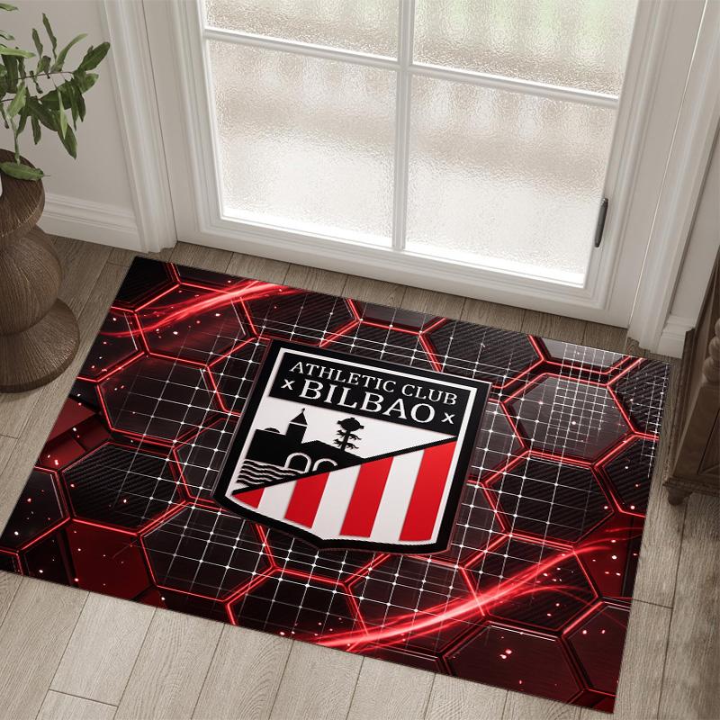 Athletic Bilbao Football Design Crystal Velvet Carpet Cozy Non?Slip Printed Rug For Bedroom Living Room Entrance