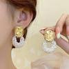 Korean Round French Retro Faux Pearl Versatile Earrings for Women, Light Luxury High-end Ear Jewelry