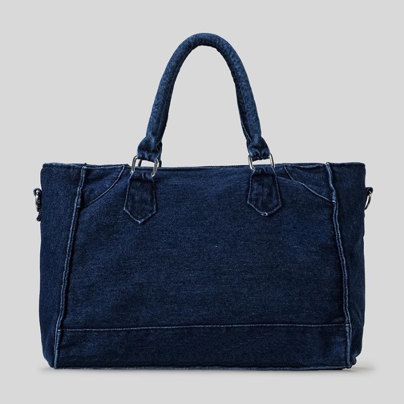 

Модна сумка-тоут великої місткості Проста джинсова сумка на одне плече Універсальна сумка кросбоді для жінок темно-синього кольору