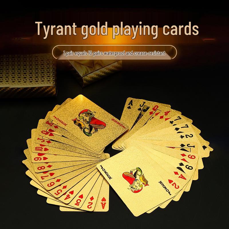 Luxury Gold PVC Playing Cards: Waterproof, Fold-Proof, Wear and Dirt Resistant, Washable.