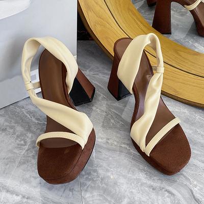 Fashion Liyke Summer Fashion Slip On Back Strap Women Chunky Platform Sandals Cozy Square Toe 10CM Thick High Heels Party Prom Shoes