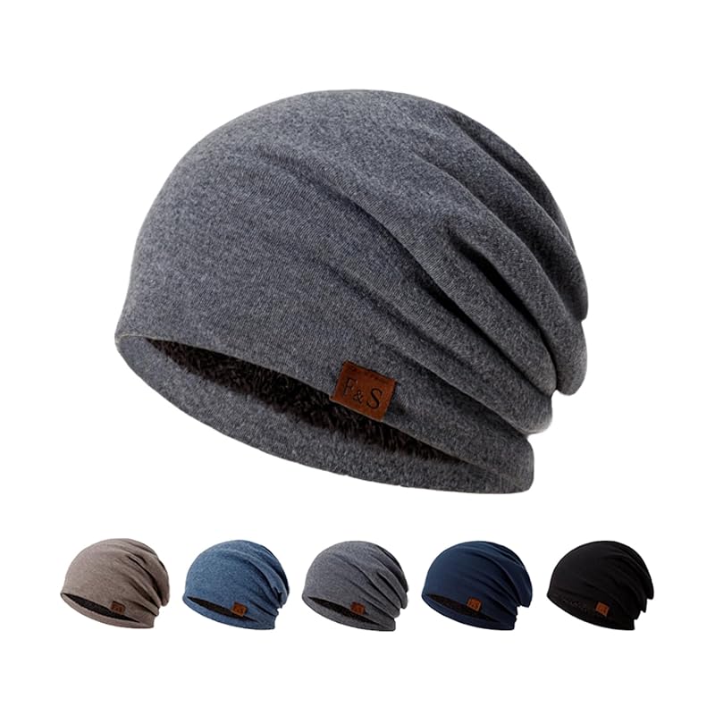 

[OMKUY] knit hat men s winter Fluffy brushed lining cold weather hat beanie hat knit cap beanie cap large size hat cap medical hat care hat skiing ski