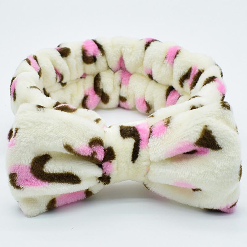 Leopard Makeup Wash Face Pannebånd for Kvinner Coral Fleece Bue Dot Hårbånd Turban Knot Elastisk Hodeinnpakning Jenter Hårtilbehør