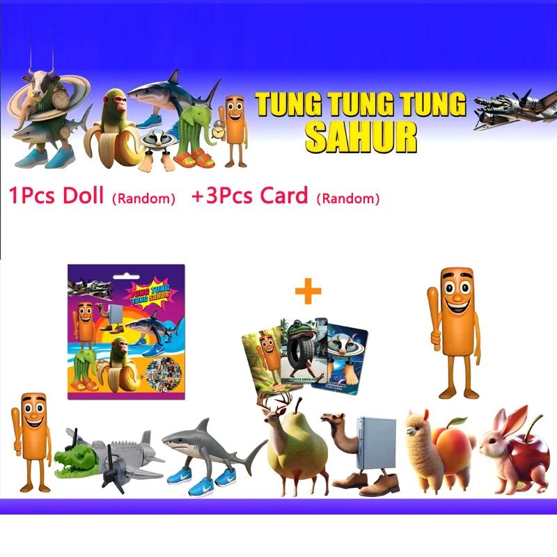 1Pc Italian Brainrot Blind Bag Toys Mystery Box tung tung tung Sahur 1Pc doll &3Pcs Card Sets Funny Model Kids Blind Pouch Gifts