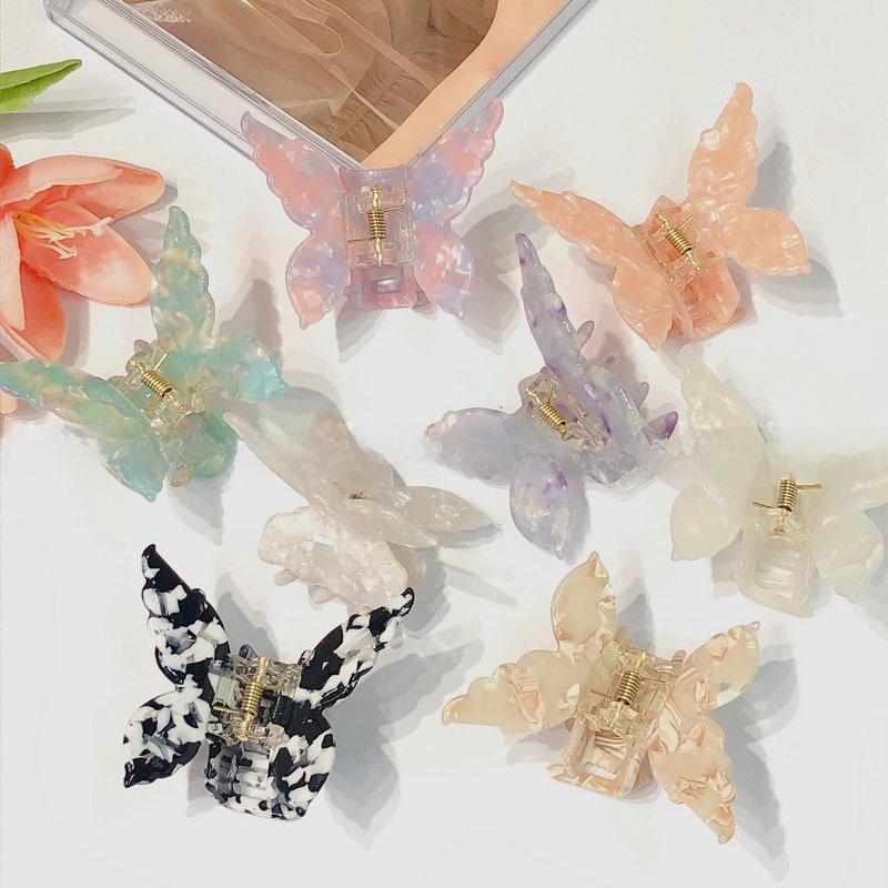 Französische süße koreanische Schmetterlings-Haarnadel – Acryl & Acetat Hai-Clip für Pferdeschwänze