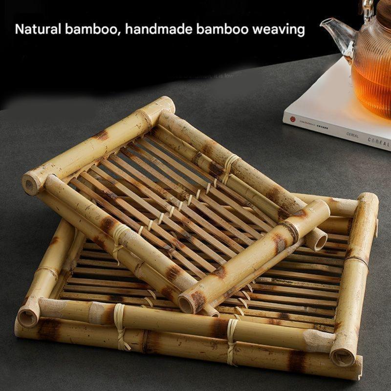 Handwoven Bamboos Serving Tray For Restaurants Hotels And Family Gatherings Sturdy Easy To Cleaning
