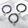 Stylish Adjustable Elastic Buddhas Bead Bracelet with Lotuses Charm Stretch Wristchain Accessories For Women Men