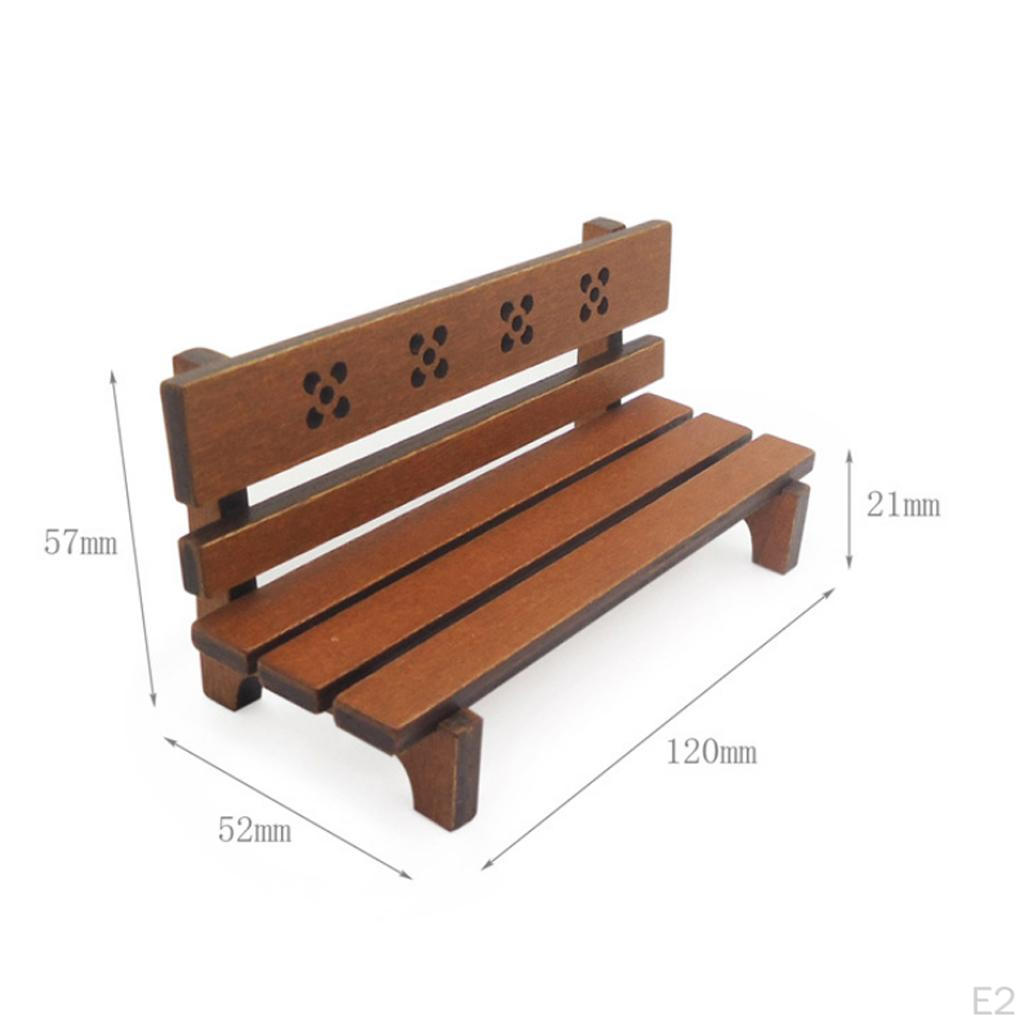 1:12 Dollhouse Miniature Garden Furniture Wooden Seat DIY Brown
