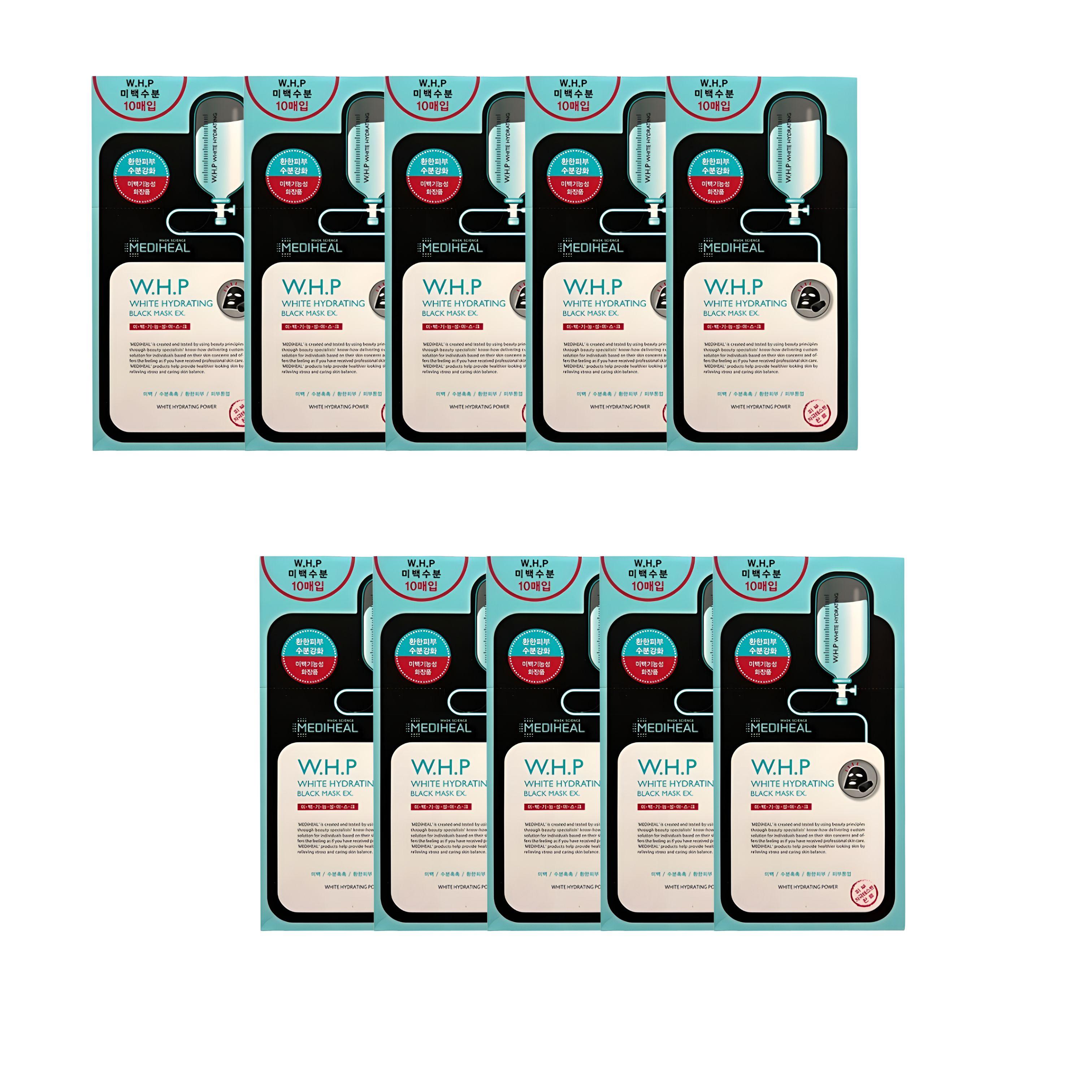 MEDIHEAL W.H.P White Hydrating Black Mask EX 10sheets * 1box