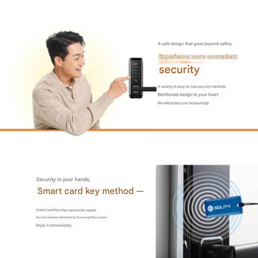 Solity WTS700 Non-Punching, Card Key 4 + Number Key, Front Door Digital Lock