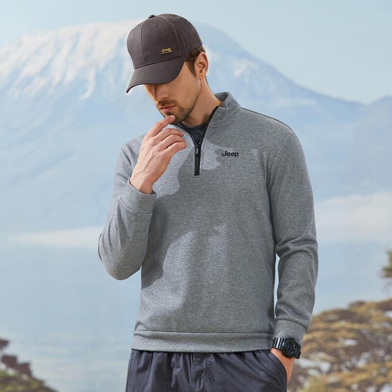 JEEP Men's Fleece-Lined Half-Zip Stand Collar Sweatshirt