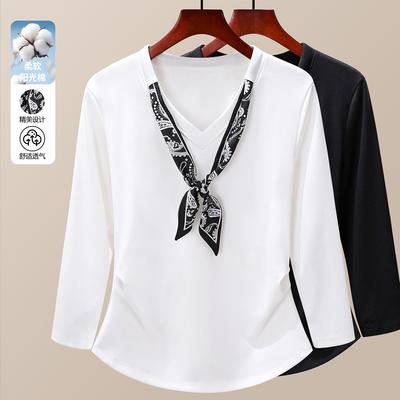 Ribbon Design Split-sleeved Women's Early Autumn New Wrinkled and Thin Versatile Niche Bottoming Shirt Top