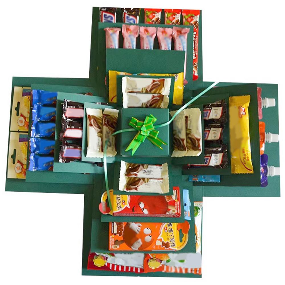 

5-слойная креативная подарочная коробка-взрыв сделай сам, создайте различные подарки своими руками, таинственный самодельный подарок на день рождения, Рождество 23x23x16cm зелёный