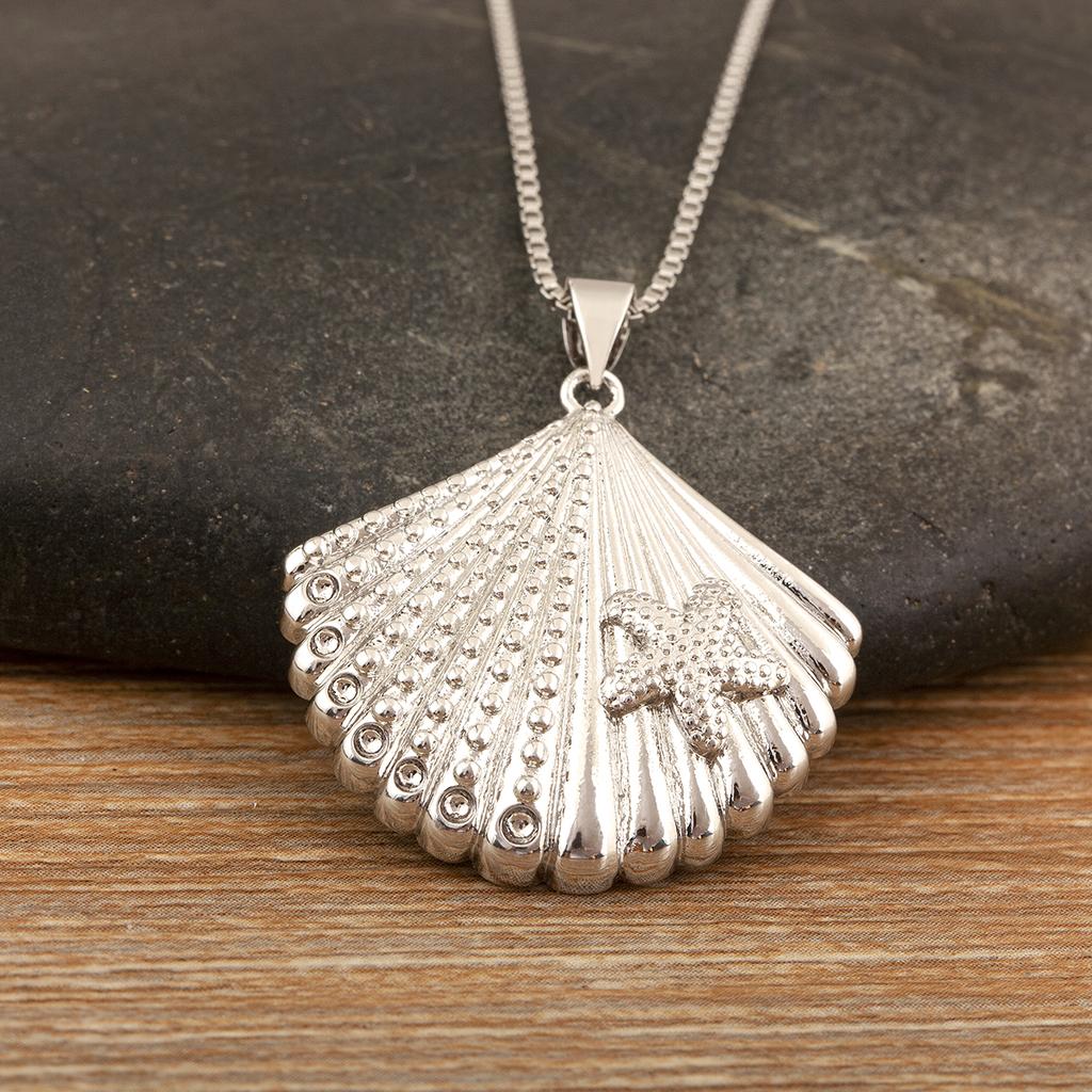 Nidin New Fashion Lucky Shell Shape Inlaid Pearl Crystal Zircon Pendant Necklace For Women Female 4 Styles Choice Jewelry Gifts