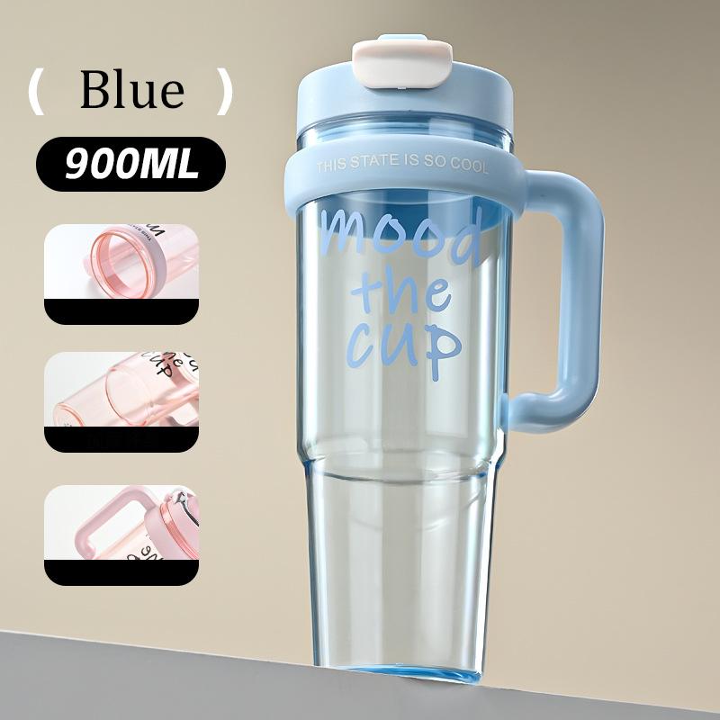 MeyJig 900ML Strohbecher Tragbare Handheld-Wasserflasche Großes Fassungsvermögen Sportbecher Trinkbecher Weiblich
