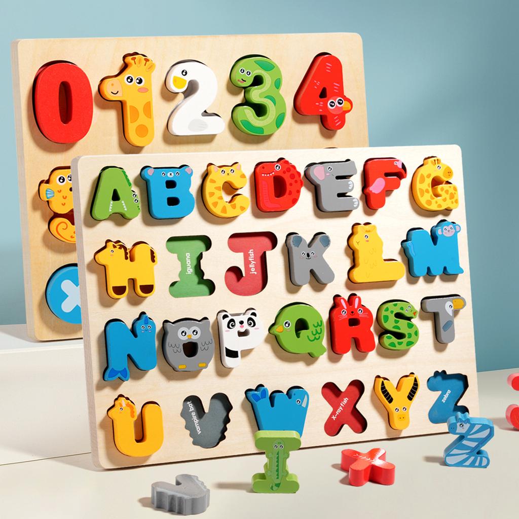 Cpc Ce Children'S Numbers Alphabet Puzzle Kindergarten Educational Early Education Numbers Shape Cognition Puzzle Wooden Toys