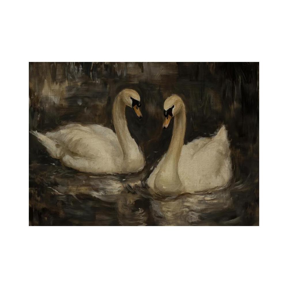 Golden Vintage Swan Wall Art Print for Living Room, Bedroom, Modern Home, Frameless Canvas with Frame, Indoor Outdoor Use, Romantic Home Decor 20x30cm