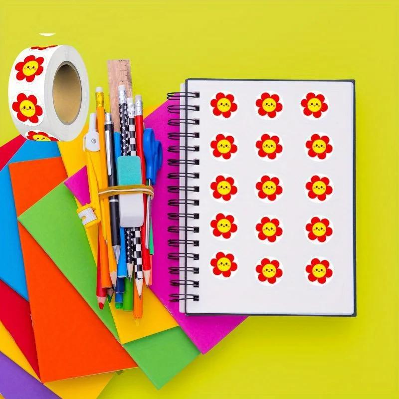 500pcs Vibrant Flower Stickers- Self-Adhesive,Colorful Teacher Reward&Decorative Stickers-Perfect for Classroom,Crafts&Gifts