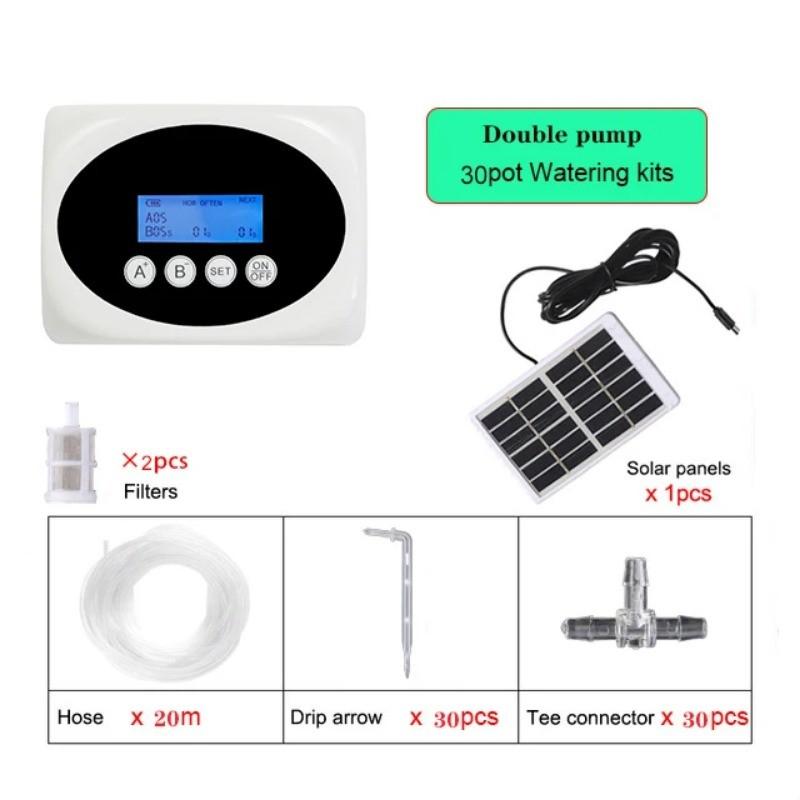 Gartenwasserpumpe Doppelpumpe Intelligentes Tropfbewässerungssystem Zeitschaltuhr Solarenergie Topfpflanze Automatisches Bewässerungsgerät