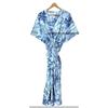 Women Hippie Summer Cotton Sleepwear Forest Print Blue Long Maxi Caftan Dress CKFTN-SCRN-FULL-BUYIT-136