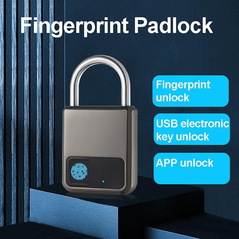 Portable Anti-theft Fingerprint Smart Padlock USB Charging Waterproof Keyless Mini Electronic Locker For Bike Gym Locker Luggage