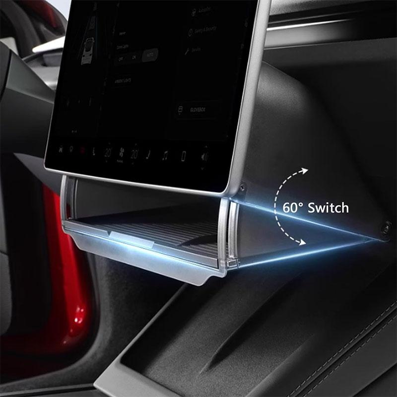 Vano Portaoggetti Sotto lo Schermo della Console Centrale Per Tesla Model 3/Y Juniper/Launch 2026, Vasso Organizer Nascosto per la Console Centrale