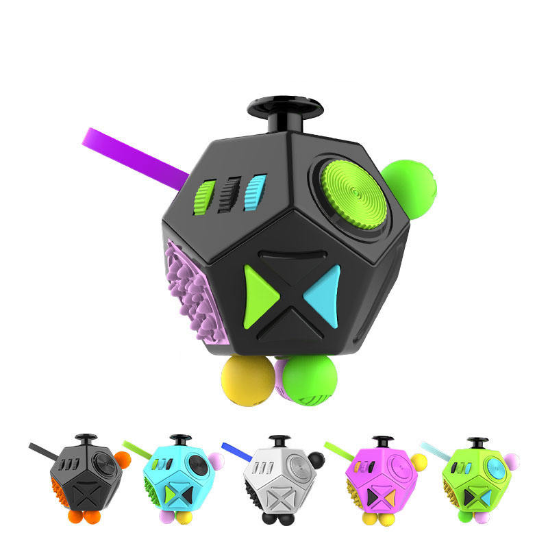 12-Side Anti-Stress Fidget Cube Magic Finger Toy Novelty Stress Relief Dice Promotional Gift for Kids & Adults Decompression