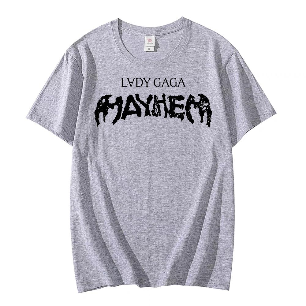 Lady Gaga MAYHEM Klassisches Logo T-Shirt Hip Hop Gewaschen Kurzarm Street T-Shirt Retro Baumwolle Herren Damen Top Streetwear Sommer T-Shirt