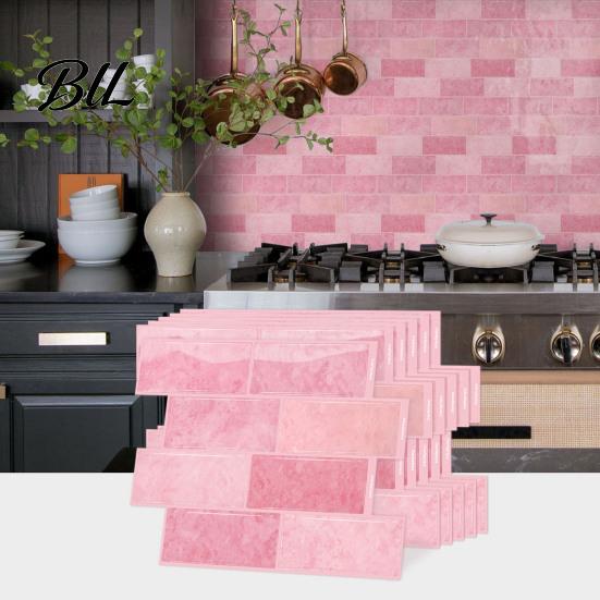 DIY Kitchen Backsplash Stickers 8PCS Faux Brick Wall Stickers, Waterproof Adhesive Mosaic Decals, Moisture-proof Easy 3D Decals Peel And Stick