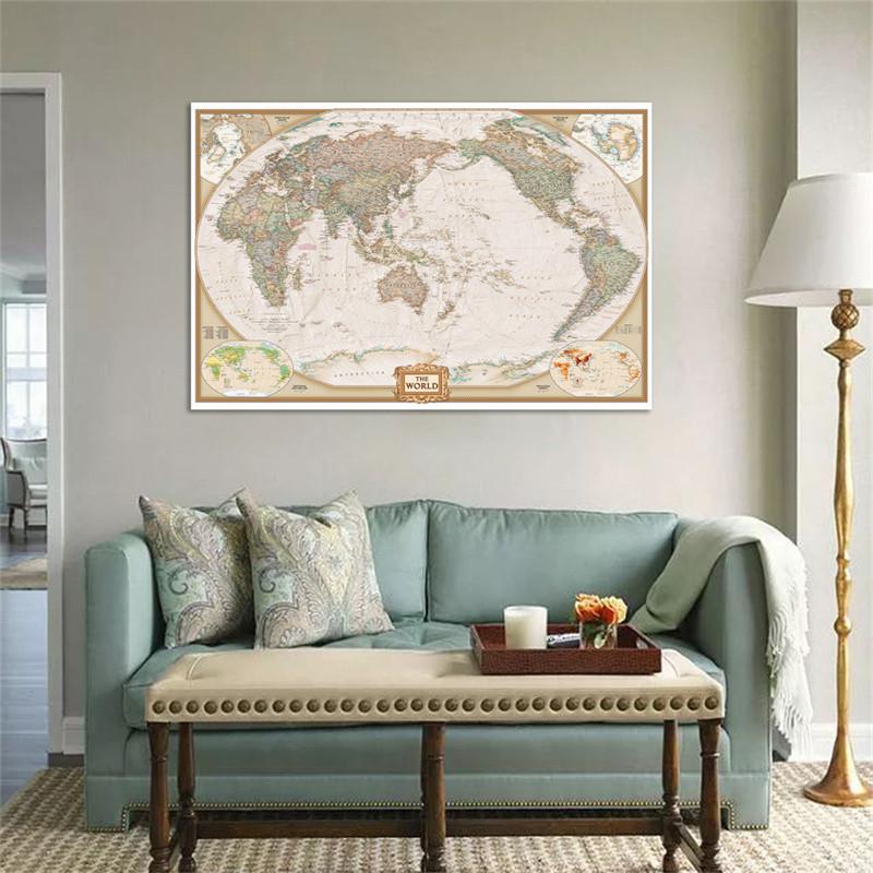 Vintage World Map (With Countries),Decorative Hanging Picture Photography Background Banner for Birthday & Photo Booth