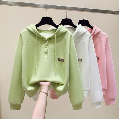 Thin Sweatshirt Women's Casual Hooded Top Fashion Loose Solid Color Pullover