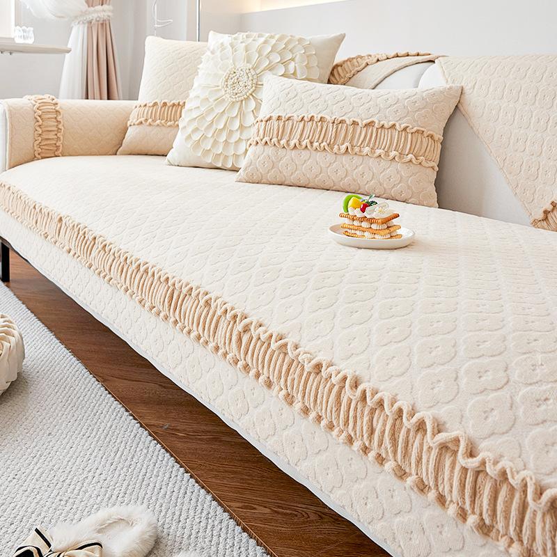 Autumn and Winter New Milk Fiber Sofa Cushion Nordic High-Grade Sofa Seat Cushion Non-Slip Universal Cover Towel Cover