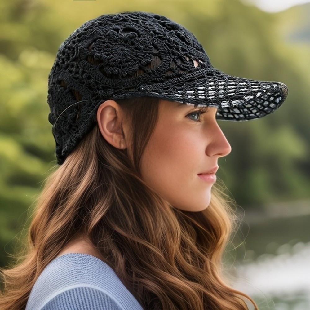 Bloemenpatroon Haakwerk Uitgesneden Vizieren Luxe Ontwerp Zoete Baseballpetten Elegante Dames