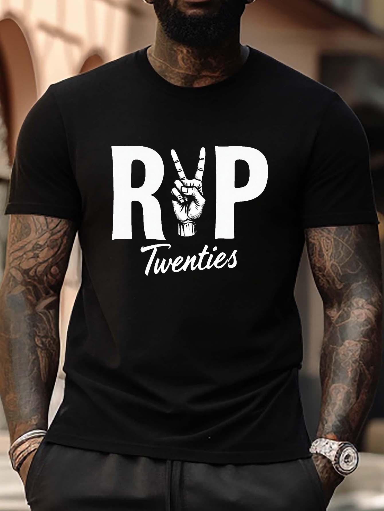 Plus Size T-shirt with RP Rock Hand Gesture Graphic - Black M