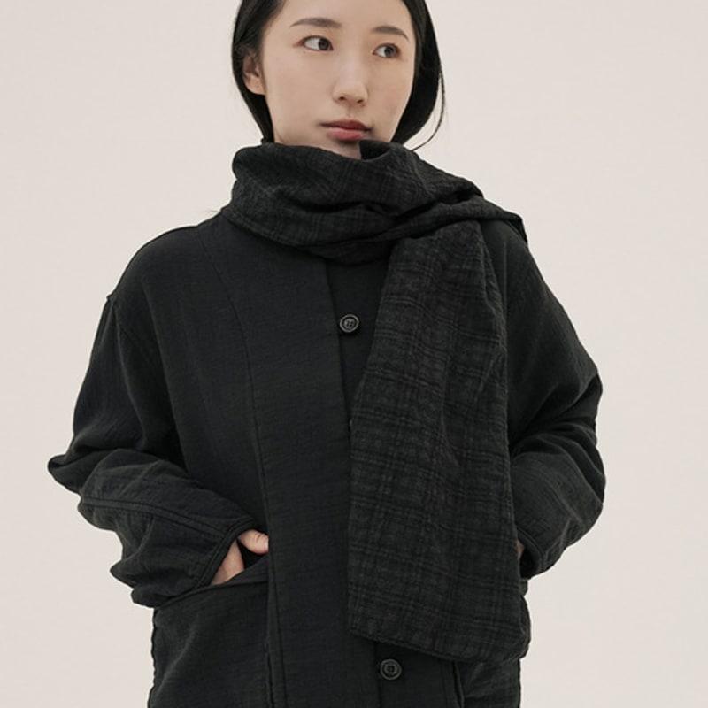 

CHIQUITA Check Cotton Long Scarf Black 250810BK FREE