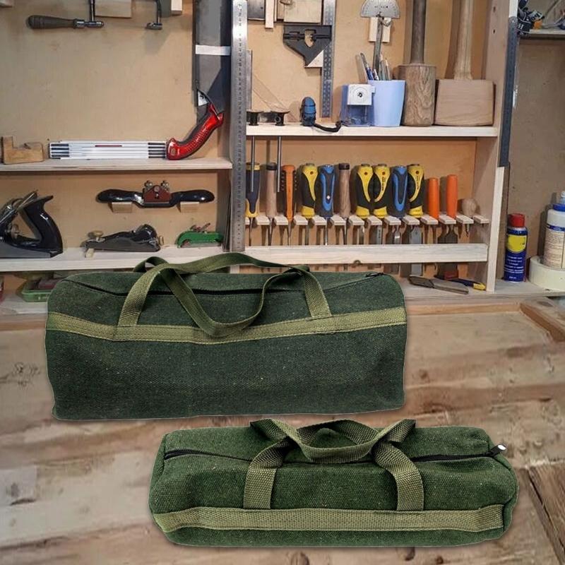 Werkzeugtasche aus Canvas mit großer Kapazität, Werkzeugaufbewahrungstasche, Handwerkzeugaufbewahrung, Tragetasche, Werkzeugorganizer für Zimmerleute