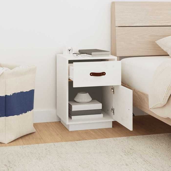 VidaXL Bedside Table White 40x34x55 Cm Solid Pine Wood 818307